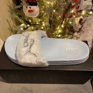 FENTY by Rihanna fur slides (cool blue)